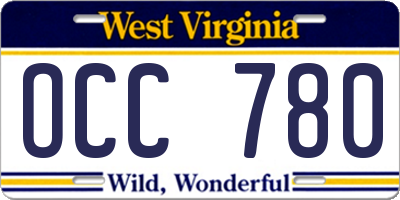 WV license plate OCC780