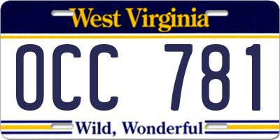 WV license plate OCC781
