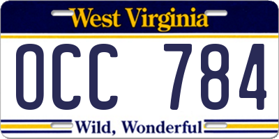 WV license plate OCC784