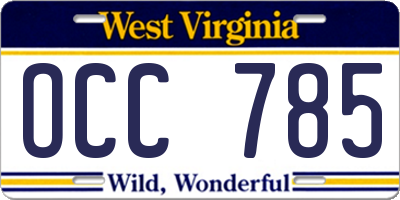 WV license plate OCC785