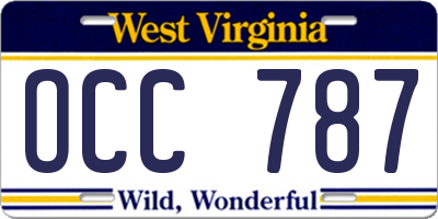 WV license plate OCC787