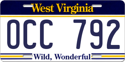 WV license plate OCC792