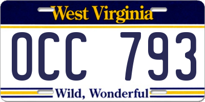 WV license plate OCC793