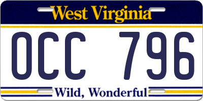 WV license plate OCC796