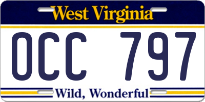 WV license plate OCC797