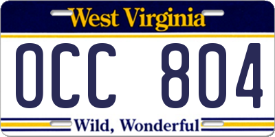 WV license plate OCC804