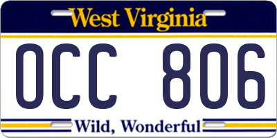 WV license plate OCC806
