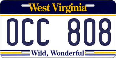 WV license plate OCC808