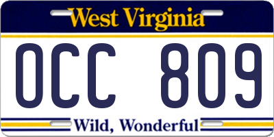 WV license plate OCC809