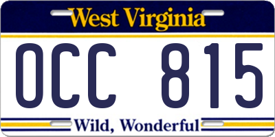 WV license plate OCC815