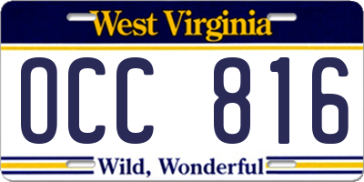 WV license plate OCC816
