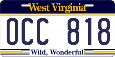 WV license plate OCC818