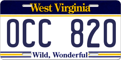 WV license plate OCC820