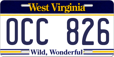WV license plate OCC826