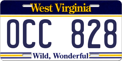 WV license plate OCC828