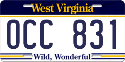 WV license plate OCC831
