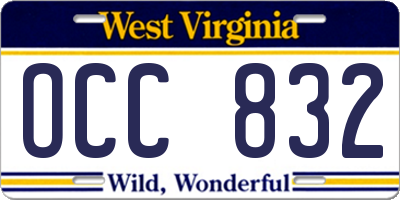 WV license plate OCC832