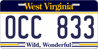 WV license plate OCC833