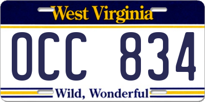 WV license plate OCC834