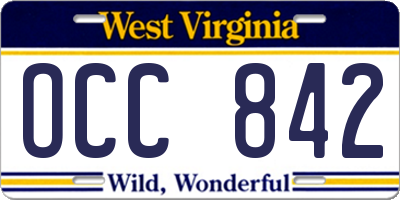 WV license plate OCC842