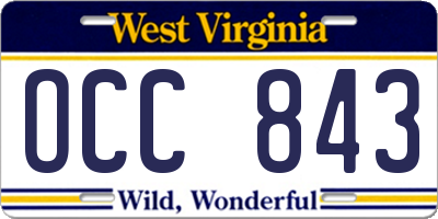 WV license plate OCC843