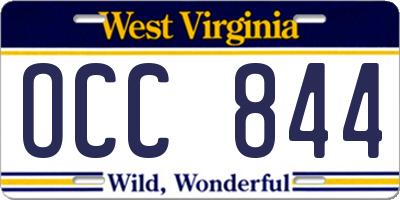 WV license plate OCC844