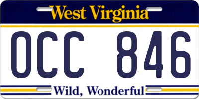WV license plate OCC846
