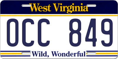 WV license plate OCC849