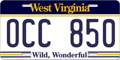 WV license plate OCC850