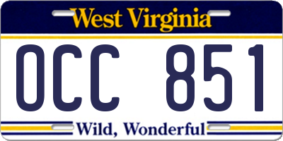 WV license plate OCC851