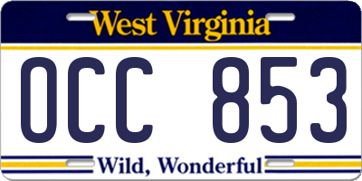 WV license plate OCC853