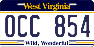 WV license plate OCC854