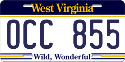 WV license plate OCC855