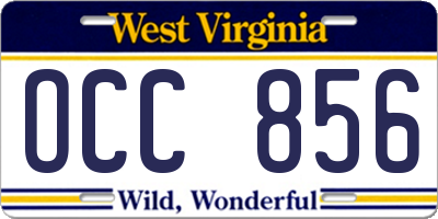 WV license plate OCC856