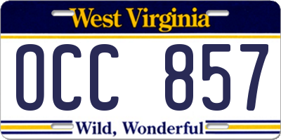 WV license plate OCC857