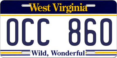 WV license plate OCC860