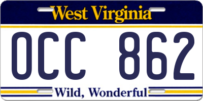 WV license plate OCC862