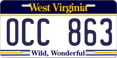 WV license plate OCC863