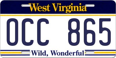 WV license plate OCC865