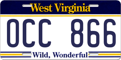 WV license plate OCC866