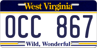 WV license plate OCC867