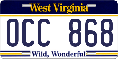 WV license plate OCC868