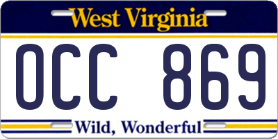 WV license plate OCC869
