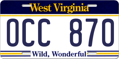 WV license plate OCC870
