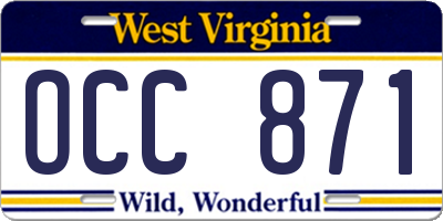 WV license plate OCC871