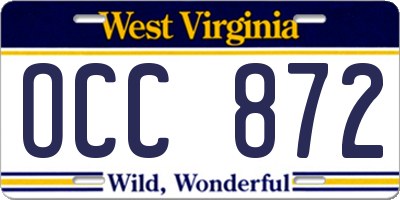WV license plate OCC872