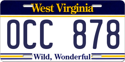 WV license plate OCC878