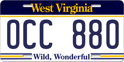 WV license plate OCC880