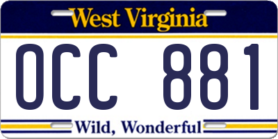 WV license plate OCC881