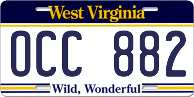 WV license plate OCC882